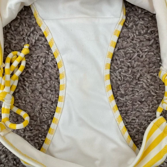 Victoria's Secret Yellow and White Striped Bandeau Bikini - Picture 5 of 6